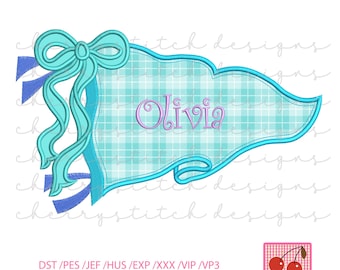 Back to School Pennant Applique, Personalized School Embroidery (Digital File)