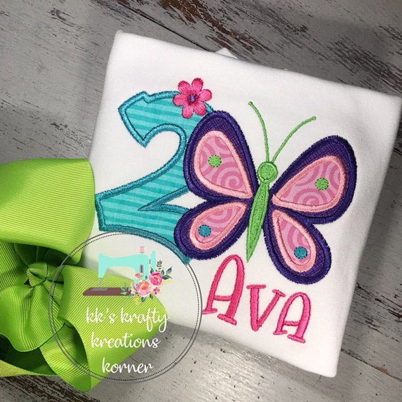 Butterfly Number 2 Birthday Number 2 Machine Embroidery - Etsy
