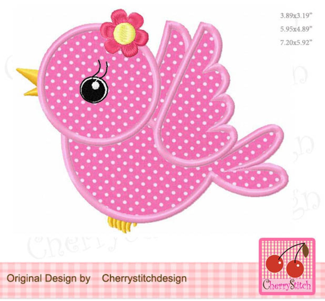 Spring Little Bird Machine Embroidery Applique Design SPR26 for 4x4 5x7