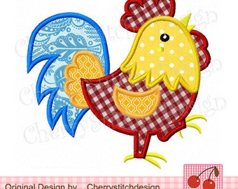 Rooster Farm animal Machine Embroidery Applique 01 -4x4 5x5 6x6 inch