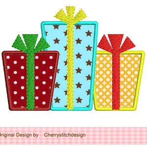 Christmas Embroidery gift box Machine Embroidery Applique