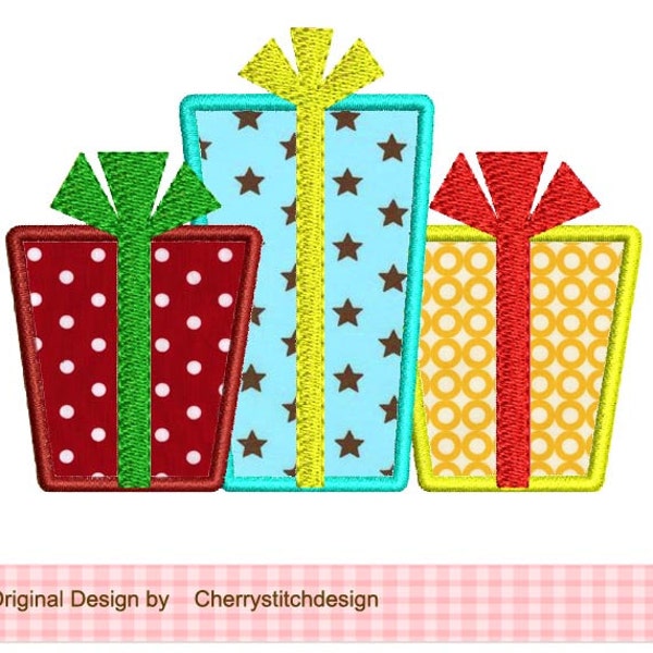 Christmas Embroidery gift box Machine Embroidery Applique