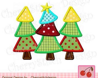 Christmas trees applique, Christmas Machine Embroidery Design