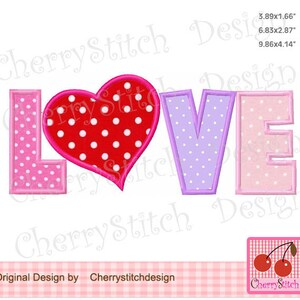 LOVE Valentine Machine Embroidery Applique Design