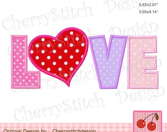 LOVE Valentine Machine Embroidery Applique Design