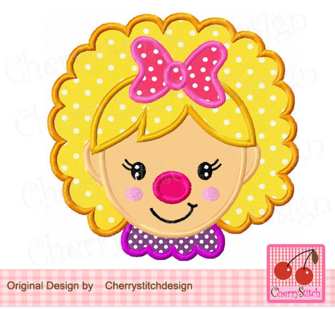 Circus Clown Girl Machine Embroidery Applique - Etsy