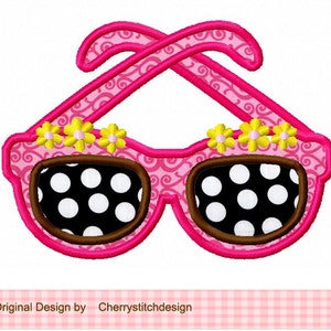 Sunglasses applique Summer Machine Embroidery Applique image 1
