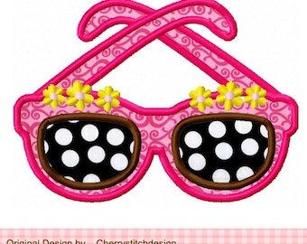 Sunglasses  Summer Machine Embroidery Applique Design-4x4 5x5 6x6"