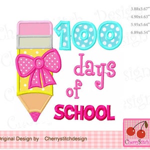 100 days of School for girls School Machine Embroidery Applique