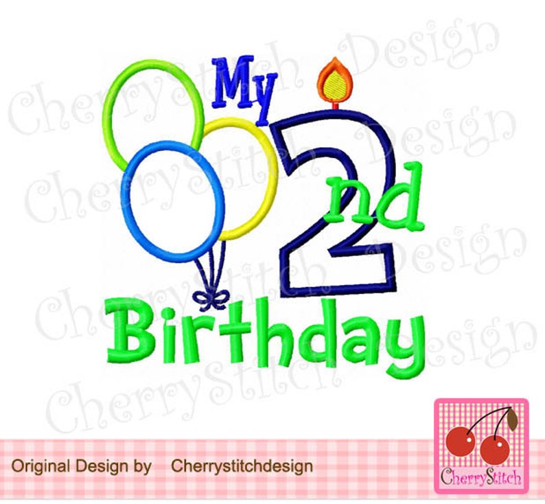 My 2nd Birthday Machine Embroidery Applique Design for boys image 2