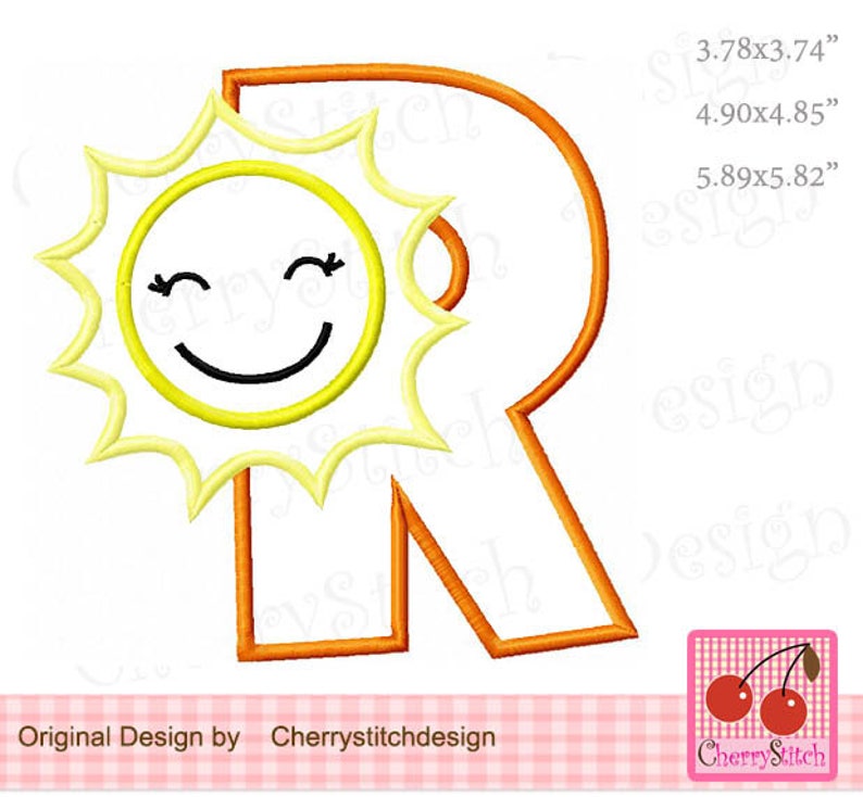 Sunshine Monogram R Letter R Alphabet Embroidery Applique - Etsy