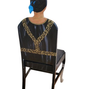 Frida Kahlo Black Dress chair painted by Artist Todd Fendos image 2