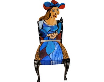 Silla Mujer con Vestido Azul de Todd Fendos