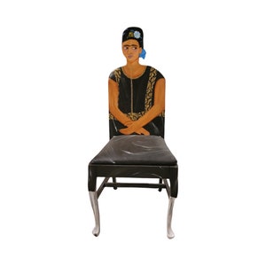 Frida Kahlo Black Dress chair painted by Artist Todd Fendos image 1