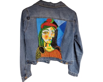Picasso Woman with Red Beret Jean Jacket by Todd Fendos