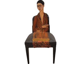 Frida Self-Portrait in a Velvet Dress Chair by Artist Todd Fendos