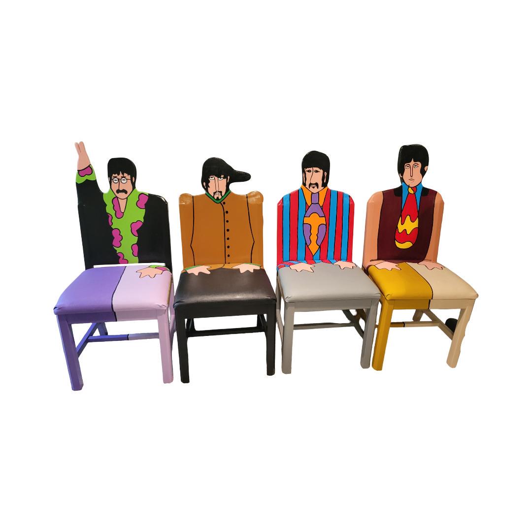 The Beatles Yellow Submarine Artwork Upcycled Chairs by Todd