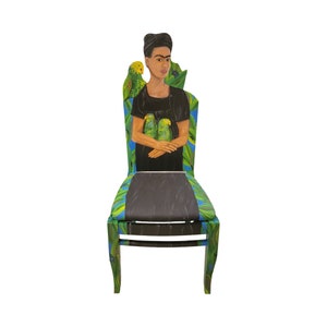 Frida Kahlo&#39;s &quot;Self-Portrait with Bonito&quot; chair painted by Artist Todd Fendos