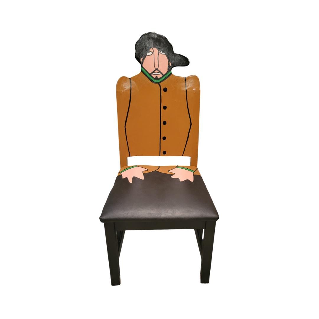 ビートルズのイエローサブマリンアートワークアーティストのトッドフェンドスが描いたアップサイクルチェア - Etsy 日本