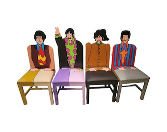 The Beatles Yellow Submarine Artwork upcycled chairs by Todd Fendos