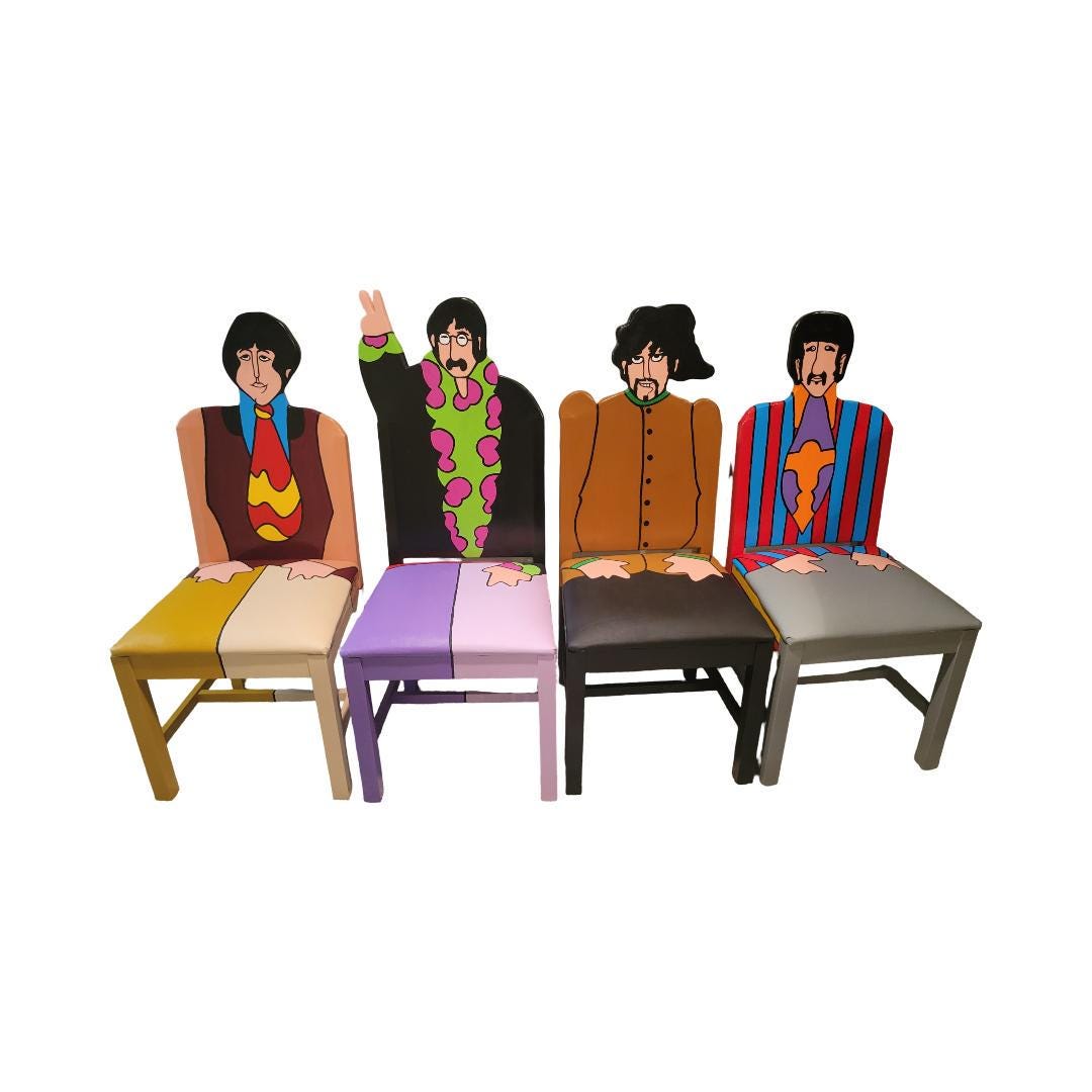 The Beatles Yellow Submarine Artwork Upcycled Chairs by Todd