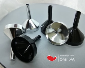 2 pcs Small Metal Funnel Small Silver Metal Funnel Perfume Filling Tool Liquid Dispenser Liquid Funnel Perfume Black Funnel Reusable Funnel