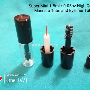 1.5ml/0.05oz Super Mini Empty Black Mascara Bottle Small Eyeliner Bottle Black Serum Bottle Black Eyelashes Tube Double Eye Lid Glue Bottle