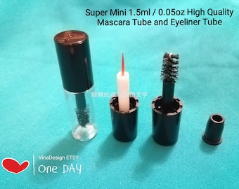 1.5ml/0.05oz Super Mini Empty Black Mascara Bottle Small Eyeliner Bottle Black Serum Bottle Black Eyelashes Tube Double Eye Lid Glue Bottle