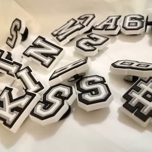 25mmx20mm A-Z Plastic Shoe Letter Charm 1-0 Number Shoe Charm Plastic Large Shoe Letter Charms Crocs Shoe Numeric Charms Black Letter Charms