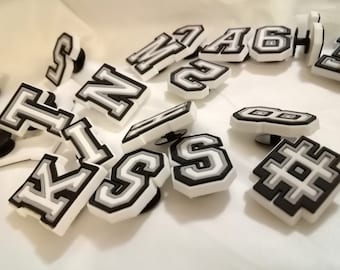 25mmx20mm A-Z Plastic Shoe Letter Charm 1-0 Number Shoe Charm Plastic Large Shoe Letter Charms Crocs Shoe Numeric Charms Black Letter Charms