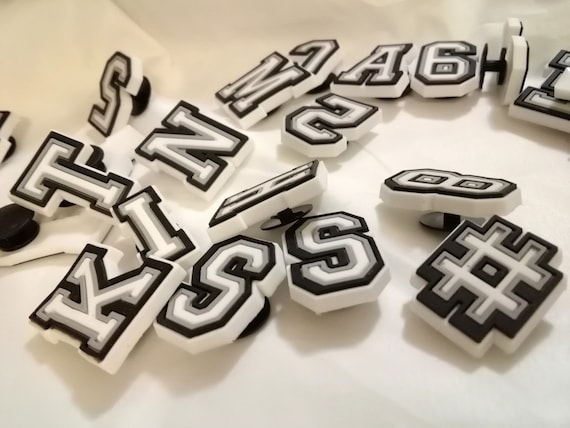 25mmx20mm A-Z Plastic Shoe Letter Charm 1-0 Number Shoe Charm Plastic Large  Shoe Letter Charms Crocs Shoe Numeric Charms Black Letter Charms 