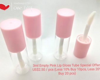 3ml Small Empty Pink Lip Gloss Tube Lip Moisturizer Bottle Small Lip Gloss Container Lip Gloss Sample Bottle Lip Gloss Holder Lip Gel Bottle