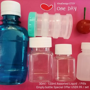 30-120ml Assorted Liquid Empty Bottle Pills bottle Sample Empty Bottle Small Medicine Bottle Drugs Bottle  Camping Seasoning Empty Bottle