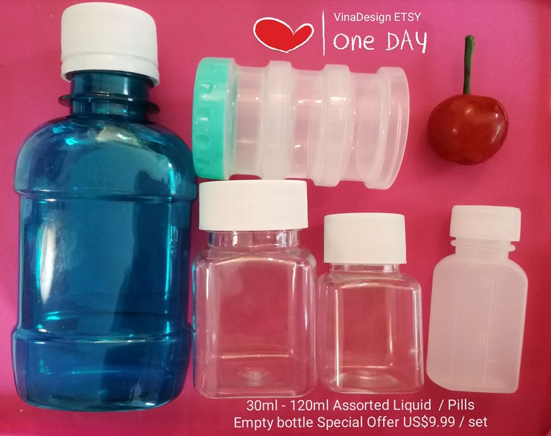30 120ml Assorted Liquid Empty Bottle Pills Sample Image 0