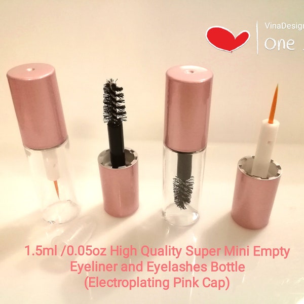 1.5ml/0.05oz Super Mini Empty Pink Mascara Bottle Small Eyeliner Bottle Pink Serum Bottle Pink Eyelashes Tube Double Eye Lid Glue Bottle