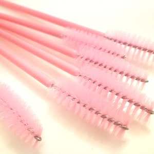 10pcs Recyclable Eyelash Pink Brush Mascara brush Disposable Mascara Wand Cosmetic Tool Beauty Tool Independent Mascara Stick Makeup Stick