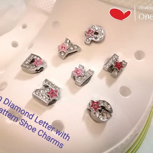 Small Diamond Star Letter Shoe Charm Crocs Shoes Diamond Letter Shoe Charms Croc Shoes Charms Star Shoes Colorful Star Shoes Charm Diamond