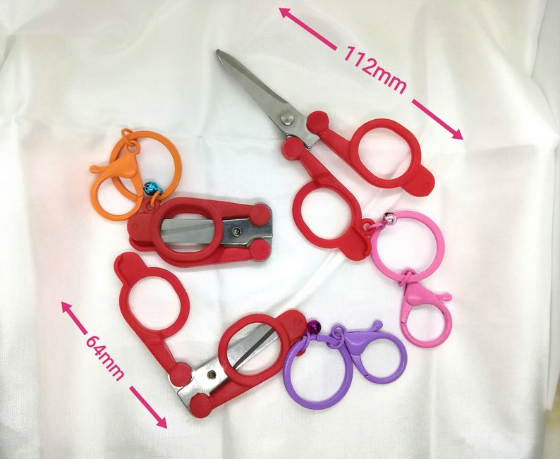 Foldable Scissors W/ Colorful Keychain and Bell Bell Charms Etsy