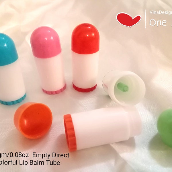 Mini DIY 2.5gm / 0.08oz Empty Direct Fill Red Lipstick Tube Mini Lip Balm Bottle Colorful Lipstick Tube Direct Fill Plastic Lip Balm Bottle