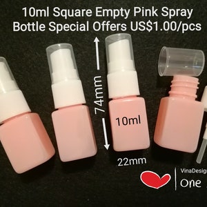 10ml Square Empty Pink Bottle Spray Empty Bottle Small Travel Empty Bottle Square Shape Plastic Spray Bottle Cosmetic Container Pink Bottle