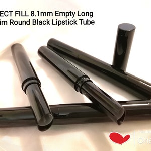 DIY 8.1mm Direct Fill Long Slim Black Lipstick Tube Long Black Lipstick Tube Slim LipStick Bottle Direct Fill Round Narrow Lipstick Bottle