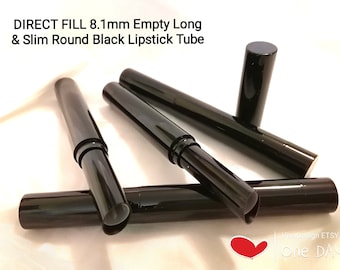 DIY 8.1mm Direct Fill Long Slim Black Lipstick Tube Long Black Lipstick Tube Slim LipStick Bottle Direct Fill Round Narrow Lipstick Bottle