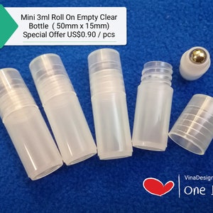 3ml Roll On Empty Clear Bottle Essential Oil Bottle Roll Ball Bottle Small Steel Ball Roll-On Bottle Perfume Roller Metal Roll Ball Bottle
