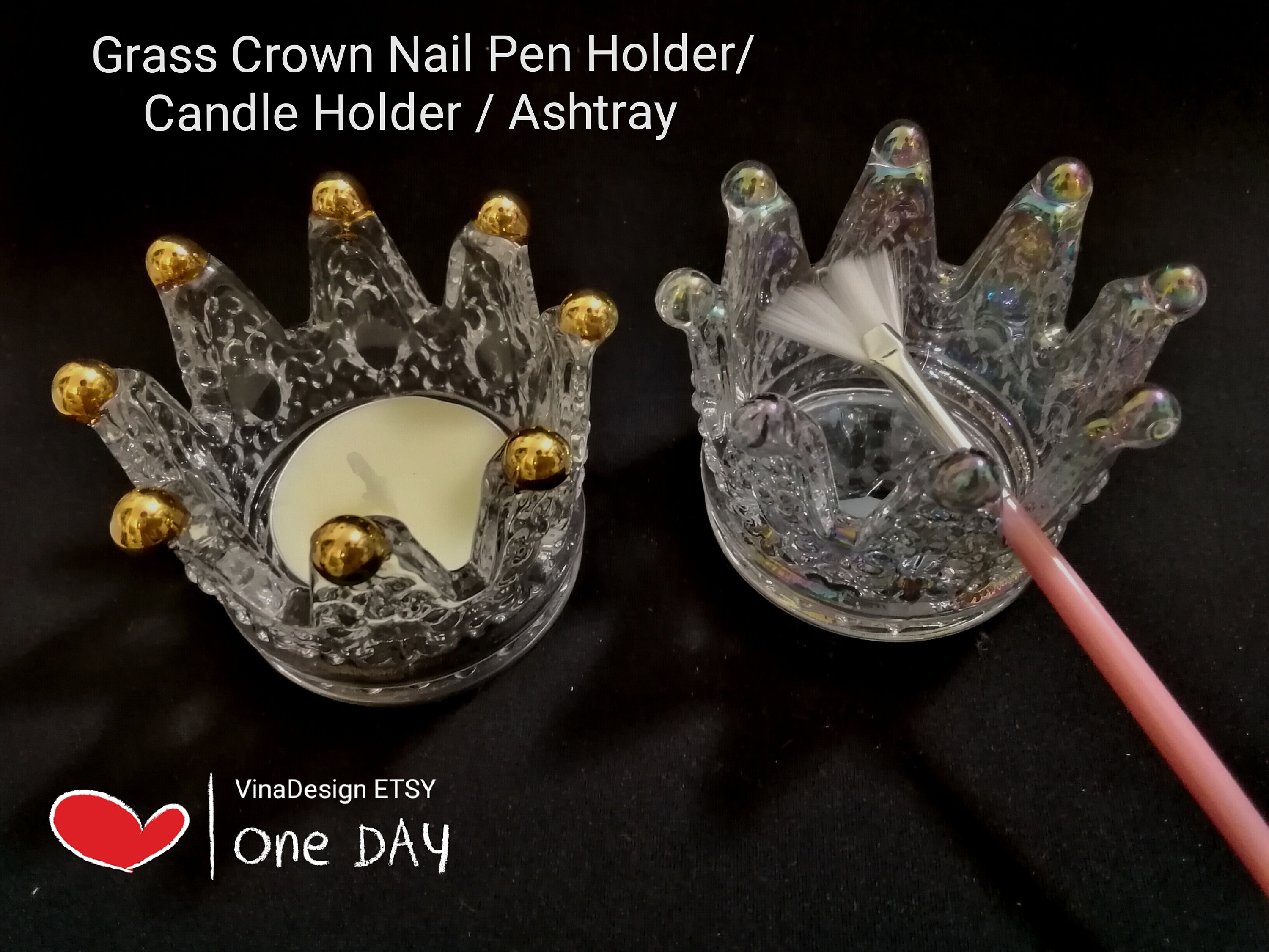 1 Pcs Crown Nail Art Brush Holder Crystal Nail Pen Storage Case for Makeup  Brushes Containers,crystal Nail Art Penholder7003-508 