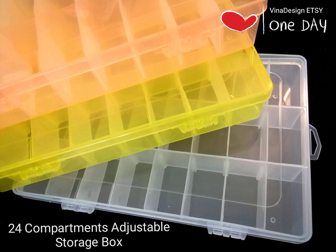 24 Adjustable Compartment Storage Box Pink Small Storage Box Mini Parts ...