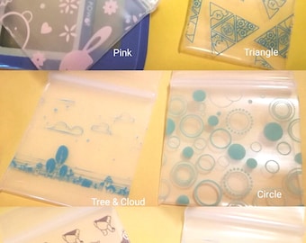 20/50/100pcs Super Thick Mini 3x4cm Green Tree Pattern Clear Zip Bag Mini Pink Zip Bag Reusable Bag Blue Powder Storage Bag Circle Seal Bag