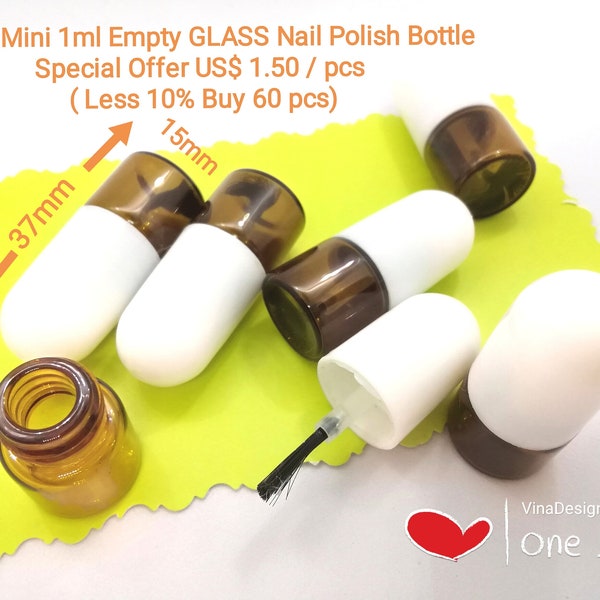 1ml Super Mini Glass Nail Polish Bottle Mini Eye Serum Tube Doll Nail Polish Bottle AG Girl Nail Polish Bottle Mini Nail Polish Container