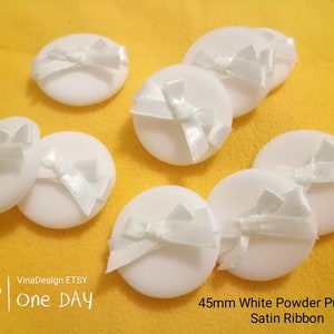 2pcs 45mm Small White Powder Puff Dry Powder Puff Small Powder Puff Thick Powder Puff Cosmetic Puff Thick White Powder Puff Baby Puff Makeup