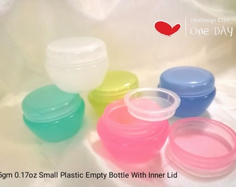5gm 0.17oz Small Plastic Empty Bottle With Inner Lid Small Cosmetic Case Small Lotion Container Travel Kit Eye Cream Container Small Bottle