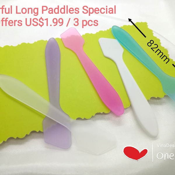 3pcs Long Colorful Paddle Long Cosmetics Packaging Gadget Cosmetics Packaging Accessories Plastic Small Paddle Colorful Paddle Large Paddle